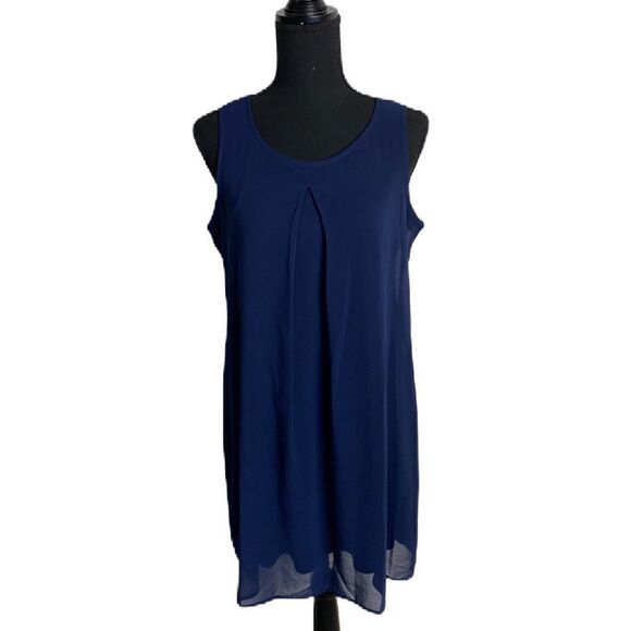 #141 AUW Navy Pleat Front Cocktail Dress - Picture 1 of 8